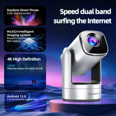 Cross-Border 4K Ultra HD Outdoor Projector with Built-in Battery, WiFi, Android Smart Projector