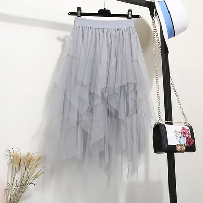 Women's High-Waisted Knit Irregular Fairy Skirt, Spring Style