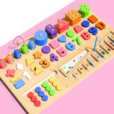 Montessori 3 yaş üstü geometrik eşleştirme yapı blokları, eğitici yapboz - 3