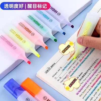 Quadratischer Textmarker, großes Fassungsvermögen, breite Spitze, bunt