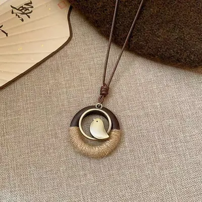 Zen tarzı uzun kelebek düğümlü kolye, kadın vintage bohem aksesuarı - 8