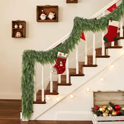 Norfolk Çamı Çelenk, Yapay Rattan Noel Dekorasyon Çelengi