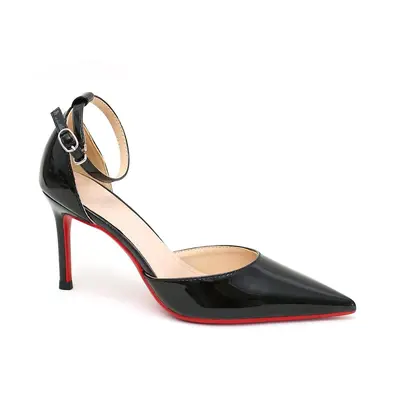 Kadın 2026 Siyah Ince Topuklu Tek Bant Stiletto Ayakkabı, Rugan - 7