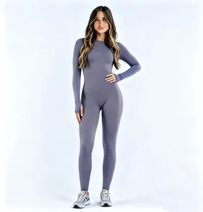 DFYNE Uzun Kollu Kadın Spor Tulumu, Çıtçıtlı, Göğüs Pedli, Kış