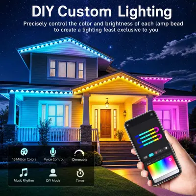 Smarte RGB-Dachtraufenleuchte mit WLAN, Bluetooth und Soundsteuerung