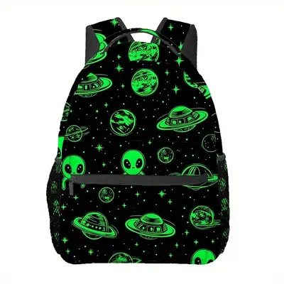 Glow-in-the-Dark Alien Planet Pattern Student Backpack for Boys - 6