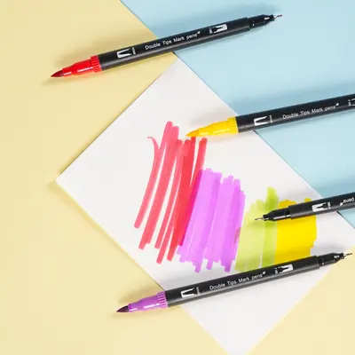 Amazon Cross-Border beliebtes wasserbasieres zweispitziges Marker-Set mit Farben, Hook-Line-Stift, Maltift mit weicher Spitze, direkter Fabrikatverkauf