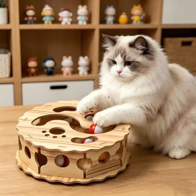 Kedi labirent kutusu, tırmalama tahtası ve zeka oyunları