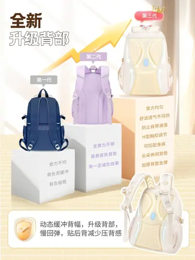 Children's Backpack for Grades 3-6, Girls, Macaron Colour - 5