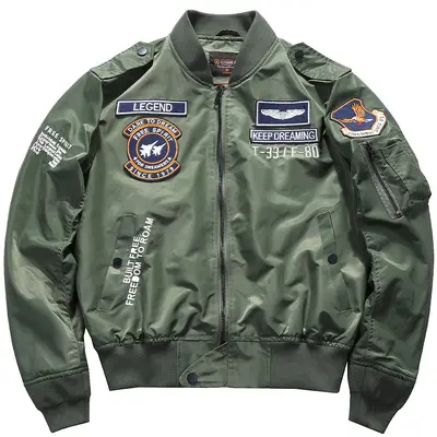 Erkek Kore Tarzı İşlemeli Ma1 Bomber Ceket, Büyük Boy Beyzbol Ceket
