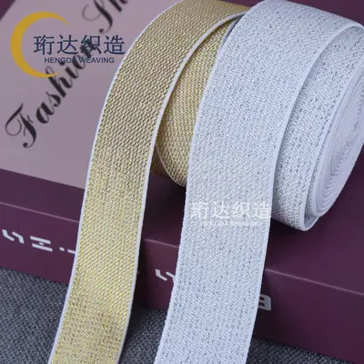 Elastic band, gold-silver, woven, decorative