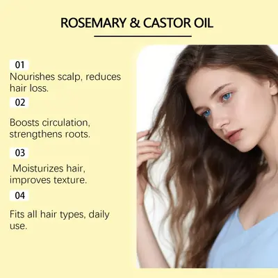 HOEGOA Rosemary Castor Oil Hair Essential Oil, Moisturizing Scalp Massage