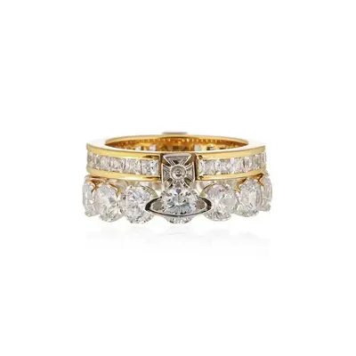 Doppelschichtiger Diamantring, geometrisches Design - 5