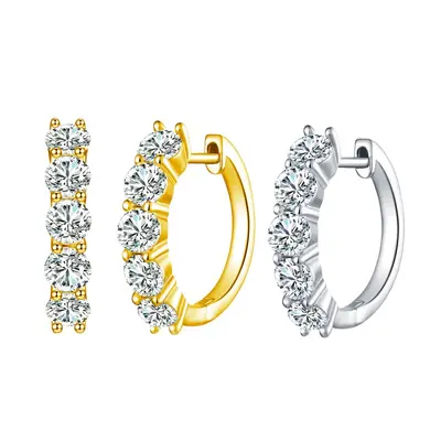 18K Gold-Plated Silver Moissanite Earrings, D Color, Unisex