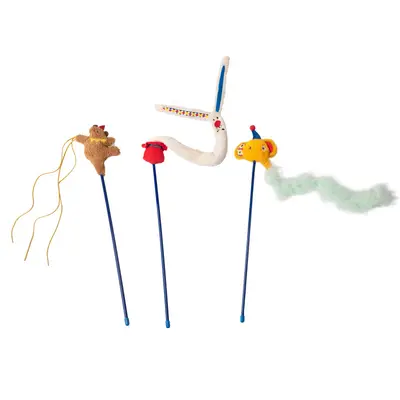 PETSVILLE Interactive Cat Teaser Wand with Feather and Bell - 5
