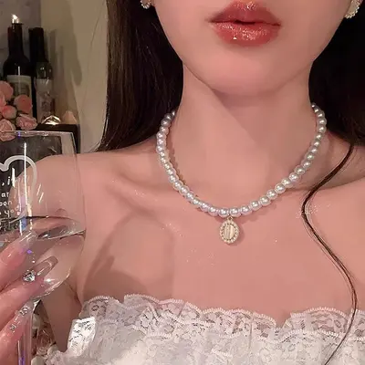Titangold Damenkette mit Perlenkette - 11
