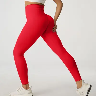 Sınır ötesi sonbahar ve kış şeftali rengi kalça toparlayıcı yoga pantolonu spor bisiklet pantolonu çabuk kuruyan fitness yoga kıyafeti yüksek belli dar kesim fitness pantolonu - 12