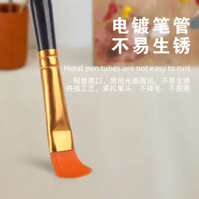 10支油画笔塑料尼龙画笔套装水彩丙烯颜料笔刷儿童彩绘勾线笔批发