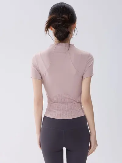 Half-Turtleneck Full-Zip Breathable Yoga Top - 3