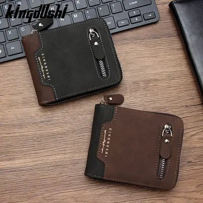 Multiple card slots, large capacity, creative large zipper, broken silver bag zipper, men's wallet wholesale with men's short chain wallet
