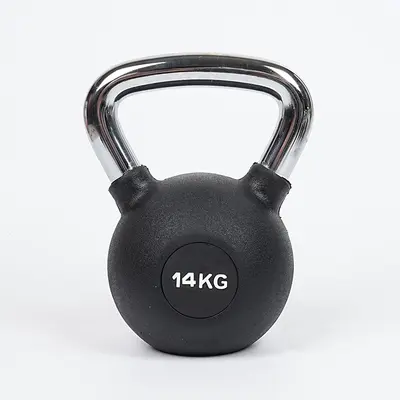 Schwarze gummierte Kettlebell, 4/8/10/16/24 KG, mit Griff - 12