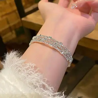 Perlenarmband mit Zirkonia, Prinzessinnen-Stil - 4