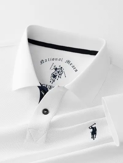 Men's Long Sleeve Mercerized Cotton Polo Collar T-Shirt
