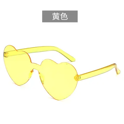 爱心太阳眼镜 桃心太阳镜 果冻色无框心型连体眼镜 炫目色彩眼镜 - 10