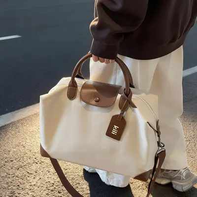 New Large-Capacity Travel Bag Nylon Tote Handbag Unisex Casual Commute Shoulder Crossbody Gym Bag - 8