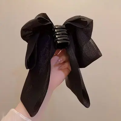 Schwarzes großes Schleifen-Stirnband Band kleiner Halter Premium-Haarspange Damen Haiclip Haarspange Hinterkopf
