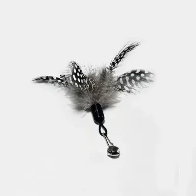 Cat Teaser Wand Toy with Replacement Feather Head and Bell - 11