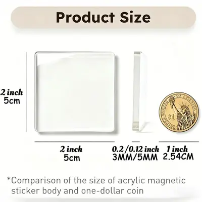 Transparent Acrylic Photo Fridge Magnets Set, Self-Adhesive