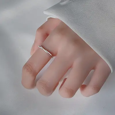 925 silver flat ring women, matte surface, minimalist