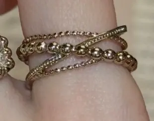 Vintage kristal boncuk yüzük, kahve altını, kadın - 9