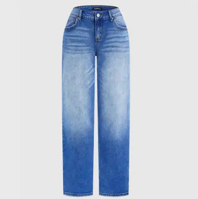 Yeni Model Kadın Bol Düz Paça Kot Pantolon