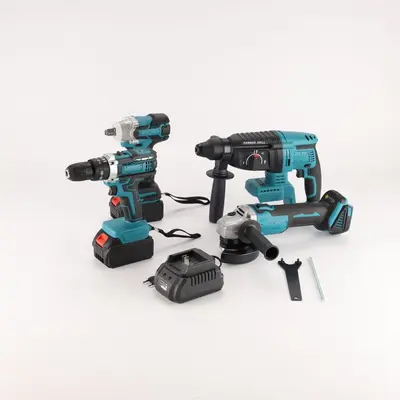 Vierteiliges Elektrowerkzeug-Set Lithium-Akku Bohrmaschine