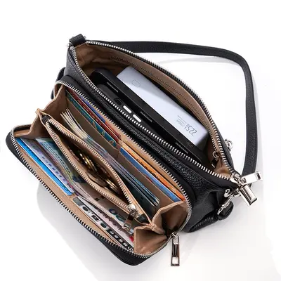 Genuine Leather Women's Shoulder Bag, Crossbody Strap, Large Capacity - 4