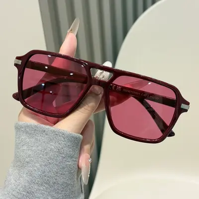 4er-Set Damen-Sonnenbrille, doppelter Steg, großer Rahmen, UV-Schutz