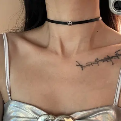 Punk tarzı siyah deri haçlı choker kolye