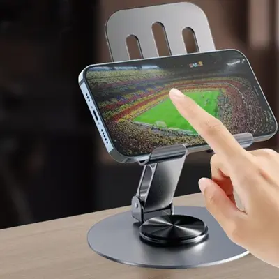 Tamamen metal 360 derece dönen cep telefonu tutucusu masaüstü üst düzey mekanik tablet evrensel katlanabilir dekompresyon braketi canlı yayın