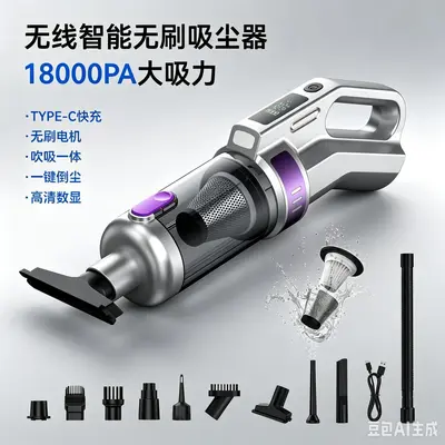 Car-mounted Digital Display Smart Brushless Cordless Car Vacuum Cleaner Handheld Portable High-Power Multifunctional Strong Suction