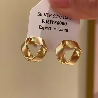 轻奢高级感金属亮面圆球耳环耳扣女气质方圆脸显瘦耳圈复古耳饰 - 8