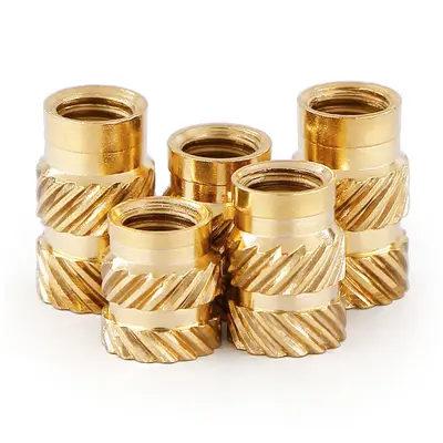 Knurled Copper Threaded Insert M3 M4 M5 M6, Fine Thread, for Injection Molding