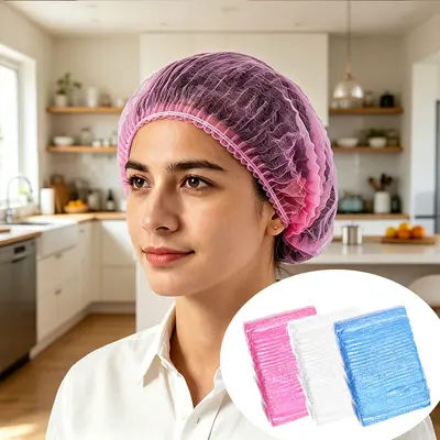 Disposable Non-Woven Kitchen Chef Hat, Dust-Proof Hygienic Cap, Breathable