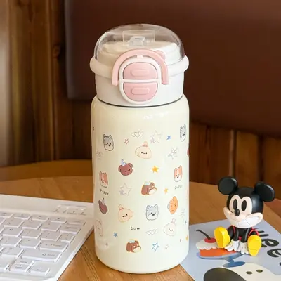 316 Edelstahl-Kinderthermosflasche mit Hundemotiv und Strohhalm - 11