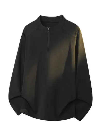 Herren-Langarmshirt mit Halbreißverschluss, Sport und Fitness