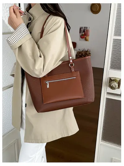 Korean Style Large Capacity Women's Tote Bag, Single Shoulder - 4