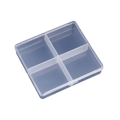 Feste 4-teilige transparente Kunststoffbox mit Deckel zur Aufbewahrung von Ringen, Angelzubehörbox, Maniküre-Box, Schmuck-Zubehör-Verpackungsbox