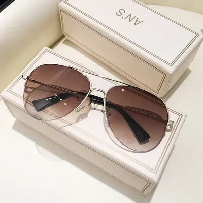 Aviator Sunglasses with Brown Mirror Lenses for Men and Women - 8
