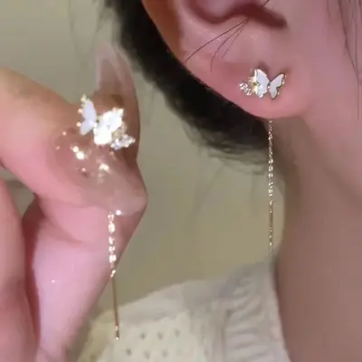 Bow tassel earrings for women, niche design - 3